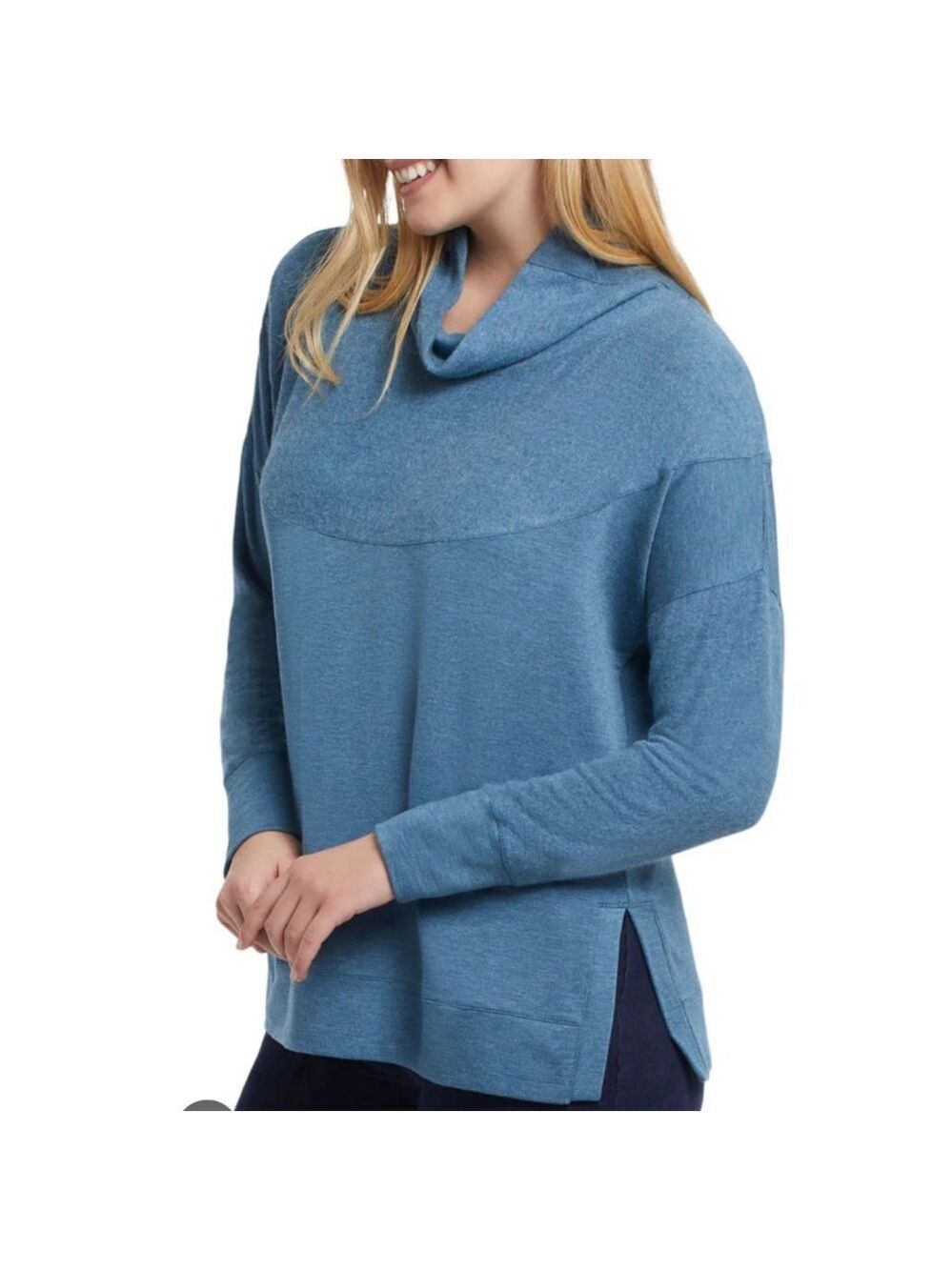 Women's Tribal Blue Funnel Neck Sweater Size M